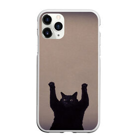 Чехол для iPhone 11 Pro матовый с принтом Кот сдается в Тюмени, Силикон |  | cat | арест | испуг | кот | руки вверх | черный кот