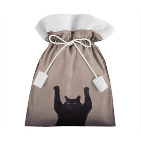 Подарочный 3D мешок с принтом Кот сдается в Тюмени, 100% полиэстер | Размер: 29*39 см | cat | арест | испуг | кот | руки вверх | черный кот