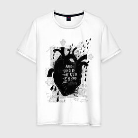 Мужская футболка хлопок с принтом сердце в Тюмени, 100% хлопок | прямой крой, круглый вырез горловины, длина до линии бедер, слегка спущенное плечо. | 2020 | абстракция | граффити | стиль | тренд | уличный стиль | урбан