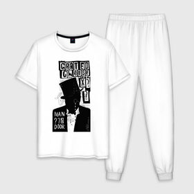 Мужская пижама хлопок с принтом Man в Тюмени, 100% хлопок | брюки и футболка прямого кроя, без карманов, на брюках мягкая резинка на поясе и по низу штанин
 | 2020 | абстракция | граффити | стиль | тренд | уличный стиль | урбан