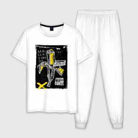 Мужская пижама хлопок с принтом African banana в Тюмени, 100% хлопок | брюки и футболка прямого кроя, без карманов, на брюках мягкая резинка на поясе и по низу штанин
 | 2020 | абстракция | граффити | стиль | тренд | уличный стиль | урбан