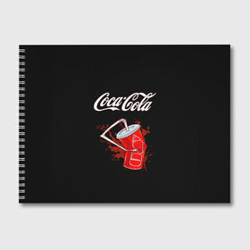 Альбом для рисования с принтом Coca Cola в Тюмени, 100% бумага
 | матовая бумага, плотность 200 мг. | coca cola | газировка | кола | лето | лимонад | свежесть | стакан