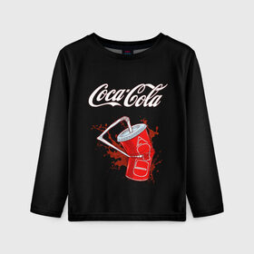 Детский лонгслив 3D с принтом Coca Cola в Тюмени, 100% полиэстер | длинные рукава, круглый вырез горловины, полуприлегающий силуэт
 | coca cola | газировка | кола | лето | лимонад | свежесть | стакан