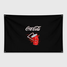 Флаг-баннер с принтом Coca Cola в Тюмени, 100% полиэстер | размер 67 х 109 см, плотность ткани — 95 г/м2; по краям флага есть четыре люверса для крепления | coca cola | газировка | кола | лето | лимонад | свежесть | стакан