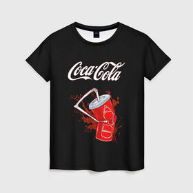 Женская футболка 3D с принтом Coca Cola в Тюмени, 100% полиэфир ( синтетическое хлопкоподобное полотно) | прямой крой, круглый вырез горловины, длина до линии бедер | coca cola | газировка | кола | лето | лимонад | свежесть | стакан