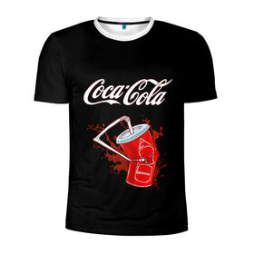 Мужская футболка 3D спортивная с принтом Coca Cola в Тюмени, 100% полиэстер с улучшенными характеристиками | приталенный силуэт, круглая горловина, широкие плечи, сужается к линии бедра | Тематика изображения на принте: coca cola | газировка | кола | лето | лимонад | свежесть | стакан