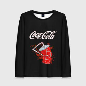 Женский лонгслив 3D с принтом Coca Cola в Тюмени, 100% полиэстер | длинные рукава, круглый вырез горловины, полуприлегающий силуэт | coca cola | газировка | кола | лето | лимонад | свежесть | стакан