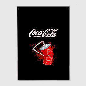 Постер с принтом Coca Cola в Тюмени, 100% бумага
 | бумага, плотность 150 мг. Матовая, но за счет высокого коэффициента гладкости имеет небольшой блеск и дает на свету блики, но в отличии от глянцевой бумаги не покрыта лаком | coca cola | газировка | кола | лето | лимонад | свежесть | стакан