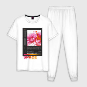 Мужская пижама хлопок с принтом Space в Тюмени, 100% хлопок | брюки и футболка прямого кроя, без карманов, на брюках мягкая резинка на поясе и по низу штанин
 | 2020 | абстракция | граффити | стиль | тренд | уличный стиль | урбан