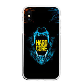 Чехол для iPhone XS Max матовый с принтом HARD CORE в Тюмени, Силикон | Область печати: задняя сторона чехла, без боковых панелей | Тематика изображения на принте: голова животного | зубы | клыки | оскал | хард кор | череп | эпичная надпись