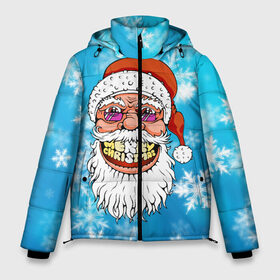 Мужская зимняя куртка 3D с принтом Безумный Санта в Тюмени, верх — 100% полиэстер; подкладка — 100% полиэстер; утеплитель — 100% полиэстер | длина ниже бедра, свободный силуэт Оверсайз. Есть воротник-стойка, отстегивающийся капюшон и ветрозащитная планка. 

Боковые карманы с листочкой на кнопках и внутренний карман на молнии. | 