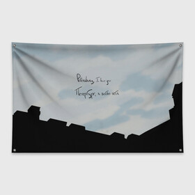 Флаг-баннер с принтом Небо и крыши в Тюмени, 100% полиэстер | размер 67 х 109 см, плотность ткани — 95 г/м2; по краям флага есть четыре люверса для крепления | Тематика изображения на принте: petersburg | красивое небо | крыши | облака | романтика | санкт петербург