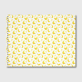 Альбом для рисования с принтом Банановый рай в Тюмени, 100% бумага
 | матовая бумага, плотность 200 мг. | bananas | circle | fruit | pattern | бананы | кружок | узор | фрукт