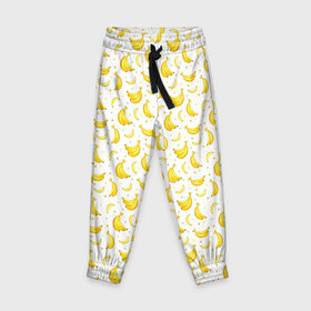 Детские брюки 3D с принтом Банановый рай в Тюмени, 100% полиэстер | манжеты по низу, эластичный пояс регулируется шнурком, по бокам два кармана без застежек, внутренняя часть кармана из мелкой сетки | bananas | circle | fruit | pattern | бананы | кружок | узор | фрукт