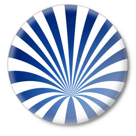 Значок с принтом Оптическая иллюзия в Тюмени,  металл | круглая форма, металлическая застежка в виде булавки | глубина | иллюзия | линии | оптическая иллюзия | полосы | синие линии | синие полосы | синий