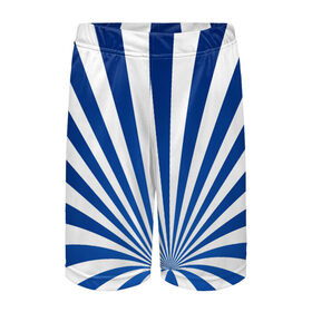 Детские спортивные шорты 3D с принтом Оптическая иллюзия в Тюмени,  100% полиэстер
 | пояс оформлен широкой мягкой резинкой, ткань тянется
 | глубина | иллюзия | линии | оптическая иллюзия | полосы | синие линии | синие полосы | синий