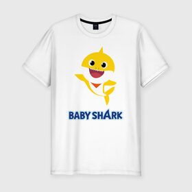Мужская футболка хлопок Slim с принтом Baby Shark Рисунок на спине в Тюмени, 92% хлопок, 8% лайкра | приталенный силуэт, круглый вырез ворота, длина до линии бедра, короткий рукав | Тематика изображения на принте: 