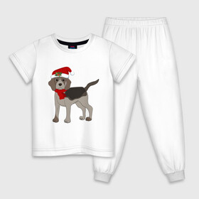 Детская пижама хлопок с принтом Новогодний Бигль в Тюмени, 100% хлопок |  брюки и футболка прямого кроя, без карманов, на брюках мягкая резинка на поясе и по низу штанин
 | 2021 | бигль | зима | зимняя собака | милый | нарядная собака | новогодний щенок | новый год | подарок | собака | собака в шапке | шарф | щенок | щенок с шарфом