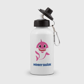 Бутылка спортивная с принтом Baby Shark Mommy в Тюмени, металл | емкость — 500 мл, в комплекте две пластиковые крышки и карабин для крепления | Тематика изображения на принте: 