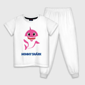 Детская пижама хлопок с принтом Baby Shark Mommy в Тюмени, 100% хлопок |  брюки и футболка прямого кроя, без карманов, на брюках мягкая резинка на поясе и по низу штанин
 | Тематика изображения на принте: 