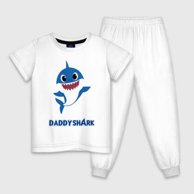 Детская пижама хлопок с принтом Baby Shark Daddy в Тюмени, 100% хлопок |  брюки и футболка прямого кроя, без карманов, на брюках мягкая резинка на поясе и по низу штанин
 | 