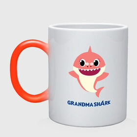 Кружка хамелеон с принтом Baby Shark Grandma в Тюмени, керамика | меняет цвет при нагревании, емкость 330 мл | Тематика изображения на принте: 