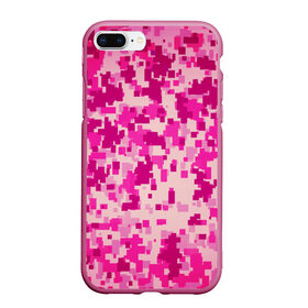 Чехол для iPhone 7Plus/8 Plus матовый с принтом Розовый камуфляж в Тюмени, Силикон | Область печати: задняя сторона чехла, без боковых панелей | Тематика изображения на принте: камуфляж | милитари | пиксель | пиксельный | розовый | узор