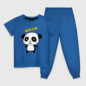 Детская пижама хлопок с принтом Милая пандочка в Тюмени, 100% хлопок |  брюки и футболка прямого кроя, без карманов, на брюках мягкая резинка на поясе и по низу штанин
 | Тематика изображения на принте: маленькая панда | маленькая пандочка | милашка | милая панда | милая пандочка | панда | панда hello | панда милашка | пандочка | пандочка hello | пандочка милашка