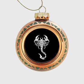 Стеклянный ёлочный шар с принтом Скорпион в Тюмени, Стекло | Диаметр: 80 мм | знак зодиака | природа. | ракообразные | скорпион | ядовитые существа