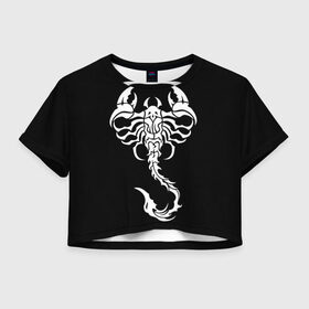 Женская футболка Crop-top 3D с принтом Скорпион в Тюмени, 100% полиэстер | круглая горловина, длина футболки до линии талии, рукава с отворотами | знак зодиака | природа. | ракообразные | скорпион | ядовитые существа