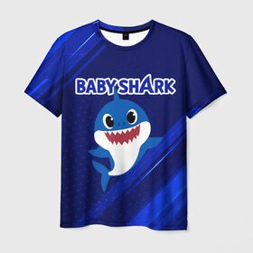 Мужская футболка 3D с принтом BABY SHARK \ БЭБИ ШАРК. в Тюмени, 100% полиэфир | прямой крой, круглый вырез горловины, длина до линии бедер | baby shark | babysharkchallenge | shark | акула baby shark | акуленок | аула | бэби шарк | песня