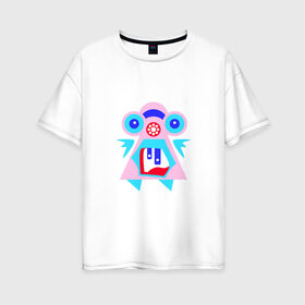 Женская футболка хлопок Oversize с принтом Ангельский монстрик вар2 в Тюмени, 100% хлопок | свободный крой, круглый ворот, спущенный рукав, длина до линии бедер
 | abstract | angel | character | geometric | monster