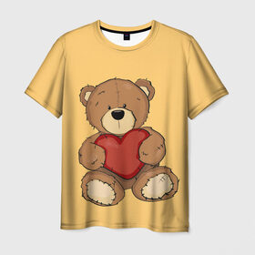 Мужская футболка 3D с принтом Мишка Тедди в Тюмени, 100% полиэфир | прямой крой, круглый вырез горловины, длина до линии бедер | Тематика изображения на принте: игрушка | игрушки | медведь | миша | мишкатедди | мягкаяигрушка | тедди