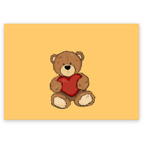 Поздравительная открытка с принтом Мишка Тедди в Тюмени, 100% бумага | плотность бумаги 280 г/м2, матовая, на обратной стороне линовка и место для марки
 | игрушка | игрушки | медведь | миша | мишкатедди | мягкаяигрушка | тедди