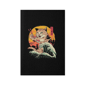 Обложка для паспорта матовая кожа с принтом Японский кот в Тюмени, натуральная матовая кожа | размер 19,3 х 13,7 см; прозрачные пластиковые крепления | cat | кот | япония | японский кот