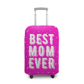 Чехол для чемодана 3D с принтом Лучшая мама в Тюмени, 86% полиэфир, 14% спандекс | двустороннее нанесение принта, прорези для ручек и колес | best | ever | mom | звезды | лучшая | мама | розовый | снежинки | фуксия | ярко