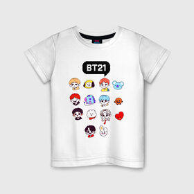 Детская футболка хлопок с принтом BTS / BT21 в Тюмени, 100% хлопок | круглый вырез горловины, полуприлегающий силуэт, длина до линии бедер | bangtan sonyeondan | bts | bts love. | kpop | битиэс | бтс | кпоп | фанфик бтс | чон чонгук