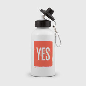 Бутылка спортивная с принтом Yes-No в Тюмени, металл | емкость — 500 мл, в комплекте две пластиковые крышки и карабин для крепления | Тематика изображения на принте: no | yes | да | надпись | нет | со звездочкой