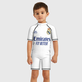 Детский купальный костюм 3D с принтом REAL MADRID, домашняя 20 21 в Тюмени, Полиэстер 85%, Спандекс 15% | застежка на молнии на спине | Тематика изображения на принте: real | real madrid | ssrufcclub | домашняя форма | лалига | лига чемпионов | реал | реал мадрид | сезон 2020 2021 | футбол | футбольная
