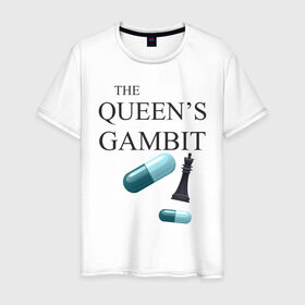 Мужская футболка хлопок с принтом the queens gambit в Тюмени, 100% хлопок | прямой крой, круглый вырез горловины, длина до линии бедер, слегка спущенное плечо. | Тематика изображения на принте: the queens gambit | нетфликс | сериал | ход королевы