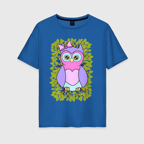 Женская футболка хлопок Oversize с принтом Милая совушка в Тюмени, 100% хлопок | свободный крой, круглый ворот, спущенный рукав, длина до линии бедер
 | детская сова | для девочек | птица | сова | совушка