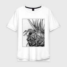 Мужская футболка хлопок Oversize с принтом Цокотуха в Тюмени, 100% хлопок | свободный крой, круглый ворот, “спинка” длиннее передней части | глаза | крылья | муха | насекомое | цокотуха