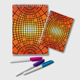 Блокнот с принтом Сфера в Тюмени, 100% бумага | 48 листов, плотность листов — 60 г/м2, плотность картонной обложки — 250 г/м2. Листы скреплены удобной пружинной спиралью. Цвет линий — светло-серый
 | квадраты | красный | оранжевый | текстура | шар