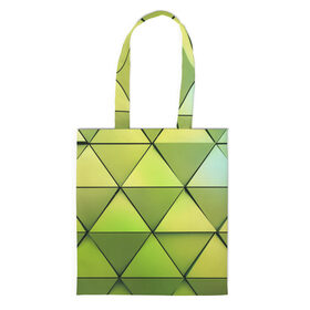 Сумка 3D повседневная с принтом Зелёные треугольники в Тюмени, 100% полиэстер | Плотность: 200 г/м2; Размер: 34×35 см; Высота лямок: 30 см | геометрия | зелёный | текстура | треугольники | фигуры