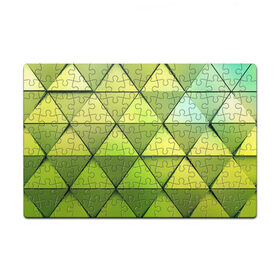 Пазл магнитный 126 элементов с принтом Зелёные треугольники в Тюмени, полимерный материал с магнитным слоем | 126 деталей, размер изделия —  180*270 мм | Тематика изображения на принте: геометрия | зелёный | текстура | треугольники | фигуры