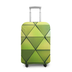 Чехол для чемодана 3D с принтом Зелёные треугольники в Тюмени, 86% полиэфир, 14% спандекс | двустороннее нанесение принта, прорези для ручек и колес | геометрия | зелёный | текстура | треугольники | фигуры