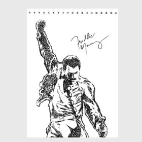 Скетчбук с принтом Freddie Mercury в Тюмени, 100% бумага
 | 48 листов, плотность листов — 100 г/м2, плотность картонной обложки — 250 г/м2. Листы скреплены сверху удобной пружинной спиралью | freddie mercury | queen | автограф | квин | фредди меркьюри
