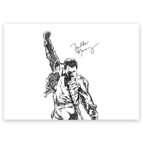 Поздравительная открытка с принтом Freddie Mercury в Тюмени, 100% бумага | плотность бумаги 280 г/м2, матовая, на обратной стороне линовка и место для марки
 | freddie mercury | queen | автограф | квин | фредди меркьюри