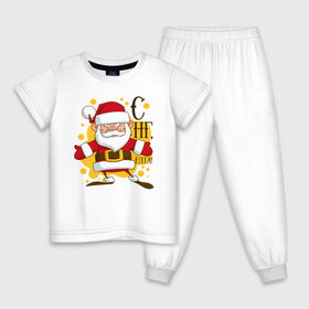 Детская пижама хлопок с принтом С НГ, ёпта! в Тюмени, 100% хлопок |  брюки и футболка прямого кроя, без карманов, на брюках мягкая резинка на поясе и по низу штанин
 | 