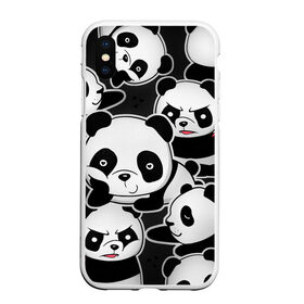 Чехол для iPhone XS Max матовый с принтом Смешные панды в Тюмени, Силикон | Область печати: задняя сторона чехла, без боковых панелей | Тематика изображения на принте: животные | медведи | мишки | мультяшки | смешные панды